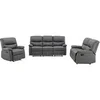 Image de Canapés 3 places 2 places et un fauteuil relax en simili gris CANBY