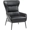 Image de Fauteuil en cuir de buffle noir DINNIA