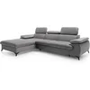 Image de Canapé d'angle gauche convertible en velours gris clair SAMARA