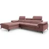 Image de Canapé d'angle gauche convertible en velours rose SAMARA