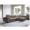 Image de Canapé d'angle droit convertible en velours taupe SAMARA