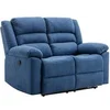 Image de Canapé 2 places relax électrique en tissu bleu BUROLO