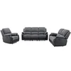 Image de Canapés 3 places 2 places et un fauteuil relax en microfibre et simili gris et noir BRODY