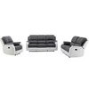 Image de Canapés 3 places 2 places et un fauteuil relax en microfibre et simili gris et blanc BRODY
