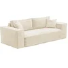 Image de Canapé 3 places convertible express en velours côtelé beige - Couchage 140 cm - Matelas 13 cm avec mémoire de forme - AMELIA