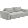 Image de Canapé 3 places convertible express en velours côtelé gris - Couchage 140 cm - Matelas 13 cm avec mémoire de forme - AMELIA