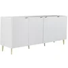 Image de Buffet avec 4 portes en MDF et acier - Blanc et doré - YESINIA
