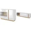 Image de Ensemble buffet et meuble TV blanc brillant et naturel - Séjour lumineux MURARI