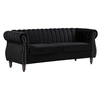 Image de Canapé chesterfield 3 places en velours noir TRUMBO