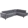 Image de Canapé d'angle droit relax avec assise coulissante électrique en tissu anthracite MONISO