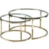 Image de Tables basses gigognes en verre trempé et acier inoxydable - Doré - MAEVANE II
