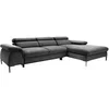 Image de Canapé d'angle droit convertible en velours gris anthracite SEPINA