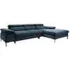 Image de Canapé d'angle droit convertible en velours bleu nuit SEPINA