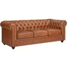 Image de Canapé 3 places en cuir de vachette camel CHESTERFIELD