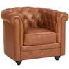 Image de Fauteuil en cuir de vachette camel CHESTERFIELD