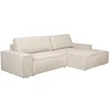 Image de Canapé d'angle droit convertible en tissu texturé beige AMELIA