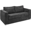 Image de Canapé 3 places convertible express en velours côtelé gris anthracite - Couchage à lattes larges 140 cm - Matelas 14 cm LORETO