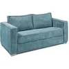 Image de Canapé 3 places convertible express en velours côtelé bleu turquoise - Couchage à lattes larges 140 cm - Matelas 18 cm LORETO