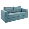 Image de Canapé 3 places convertible express en velours côtelé bleu turquoise - Couchage 140 cm - Matelas 18 cm LORETO