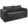 Image de Canapé 4 places convertible express en velours côtelé gris anthracite - Couchage 160 cm - Matelas 18 cm LORETO