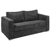 Image de Canapé 3 places convertible express en velours côtelé gris anthracite - Couchage 140 cm - Matelas 22 cm avec mémoire de forme LORETO