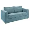 Image de Canapé 3 places convertible express en velours côtelé bleu turquoise - Couchage 140 cm - Matelas 22 cm avec mémoire de forme LORETO