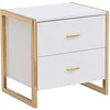 Image de Table de chevet 2 tiroirs - MDF - Blanc laqué et doré - OMBRELIA de