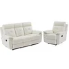 Image de Canapé 3 places et fauteuil relax en cuir blanc VINETA