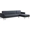 Image de Canapé d'angle convertible et réversible en tissu noir WILLIS II