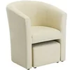 Image de Fauteuil cabriolet et pouf en simili beige JOVANA