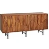 Image de Buffet avec 3 portes en bois de manguier et métal noir - Naturel - MIZORAM de Maison Céphy