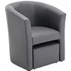 Image de Fauteuil cabriolet et pouf en simili gris JOVANA