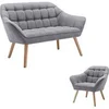 Image de Canapé 2 places et fauteuil en tissu gris CASERTA