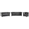 Image de Canapés 3 places et 2 places et fauteuil en velours anthracite CHESTERFIELD