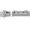 Image de Canapé 3 places et fauteuil en velours gris clair EDWINA