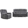 Image de Canapé 3 places et fauteuil relax électrique en tissu gris BUROLO