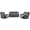 Image de Canapé 3 places, 2 places et fauteuil relax électrique en tissu gris BUROLO