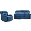 Image de Canapé 3 places et fauteuil relax électrique en tissu bleu BUROLO