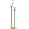 Image de Lampadaire en métal et verre strié - 3 globes - D. 30 x H. 161 cm - Doré - LOUXOR