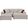Image de Canapé d'angle droit et pouf en velours côtelé beige TIRONO de Maison Céphy