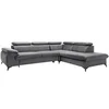 Image de Canapé grand angle droit convertible en velours gris anthracite SAMARA