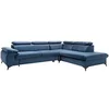 Image de Canapé grand angle droit convertible en velours bleu nuit SAMARA