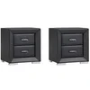 Image de Lot de 2 tables de chevet - 2 tiroirs - Simili noir - CAPITOLE