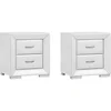 Image de Lot de 2 tables de chevet - 2 tiroirs - Simili blanc - CAPITOLE