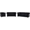 Image de Canapés 3 places, 2 places et fauteuil en velours noir et boutons effet cristal CHESTERFIELD