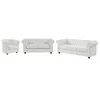 Image de Canapés 3 places, 2 places et fauteuil en simili blanc CHESTERFIELD