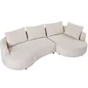 Image de Canapé d'angle droit en velours texturé beige LOUSADO