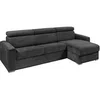 Image de Canapé d'angle réversible convertible express en velours côtelé gris anthracite - Couchage 140 cm - Matelas 14 cm - VIZIR