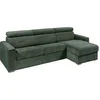 Image de Canapé d'angle réversible convertible express en velours côtelé vert - Couchage à lattes larges 140 cm - Matelas 18 cm - VIZIR