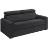 Image de Canapé 3 places convertible express en velours côtelé gris - Couchage à lattes larges 140 cm - Matelas 22 cm mémoire de forme - VIZIR
